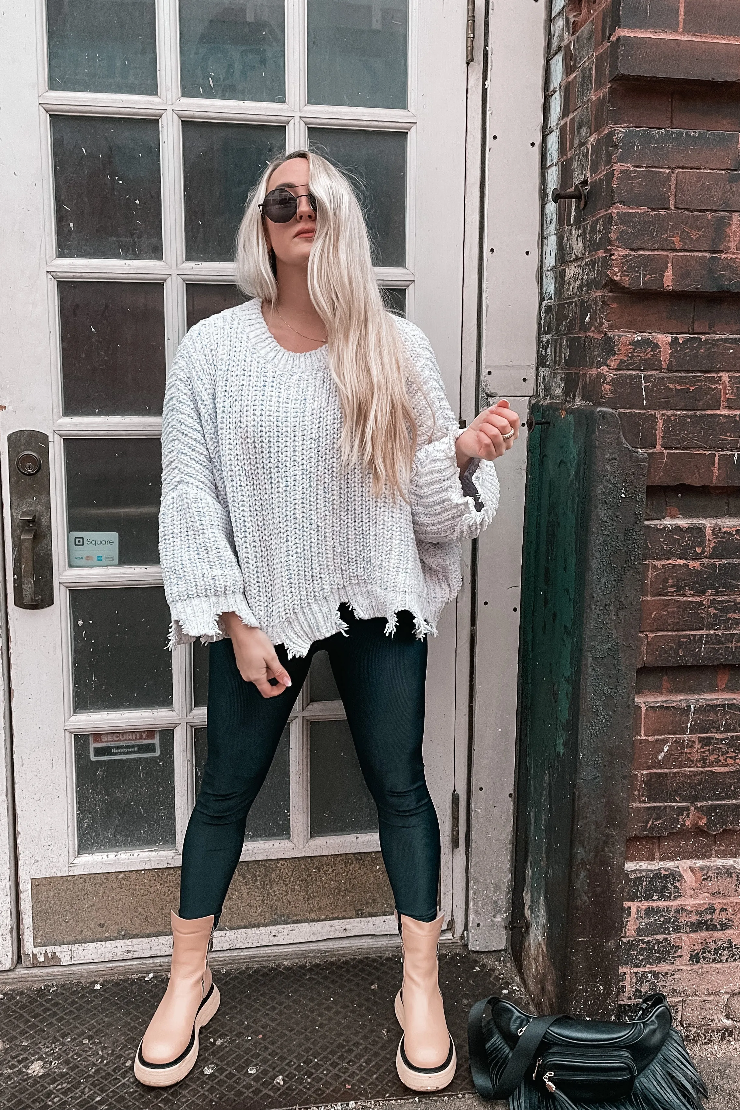 Moon Sign Distressed Sweater