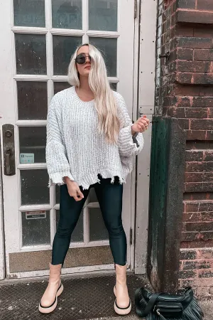 Moon Sign Distressed Sweater
