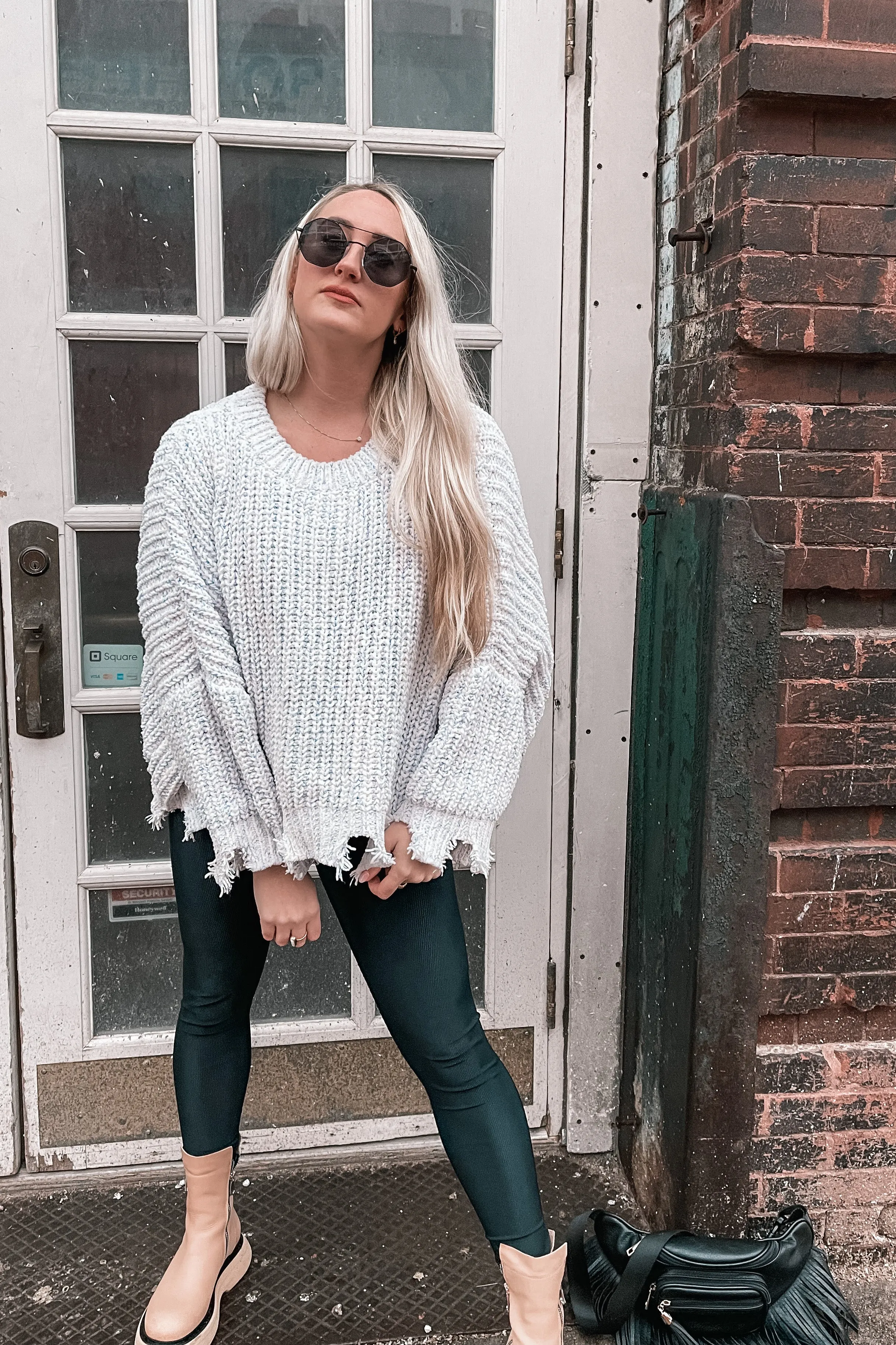 Moon Sign Distressed Sweater