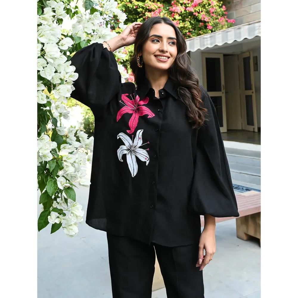 ORDINAREE Black Embroidered Noir Ensemble Co-Ord (Set of 2)