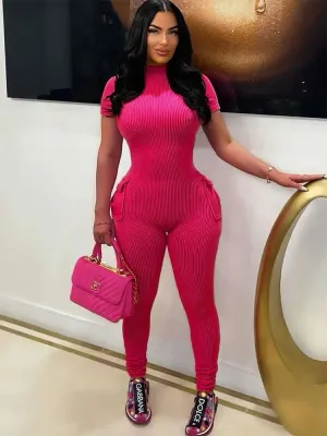 Pink Hollow Out Street Romper