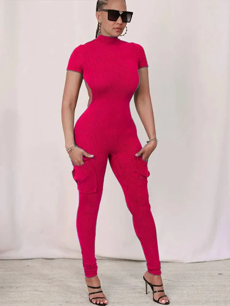 Pink Hollow Out Street Romper