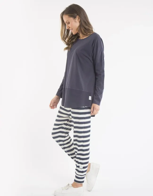 Plus Size Rib Long Sleeve Tee - Navy