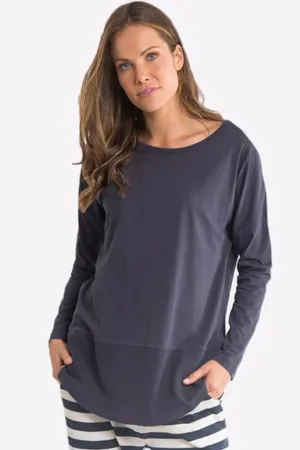 Plus Size Rib Long Sleeve Tee - Navy