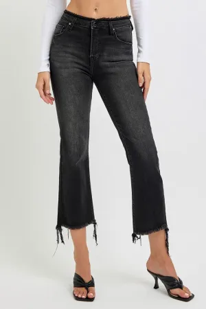 Raw Hem Cropped Flare Jeans