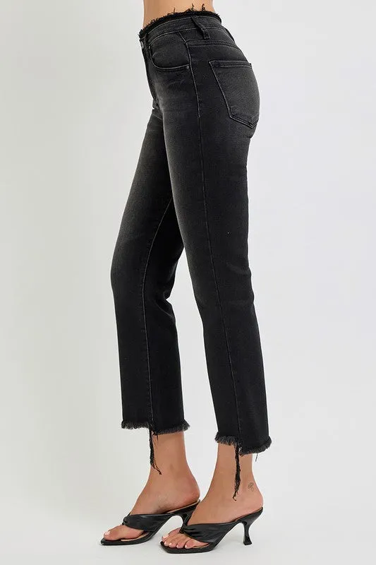 Raw Hem Cropped Flare Jeans