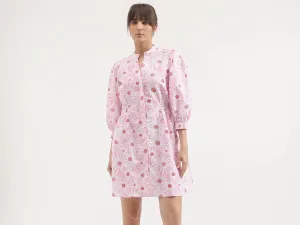 Regular Fit Mandarin Collar Printed Dress
