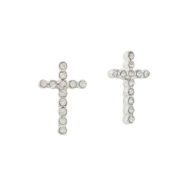 Rhinestone Cross .5" Stud Earring