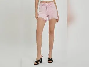 RISEN High Rise Distressed Denim Shorts women