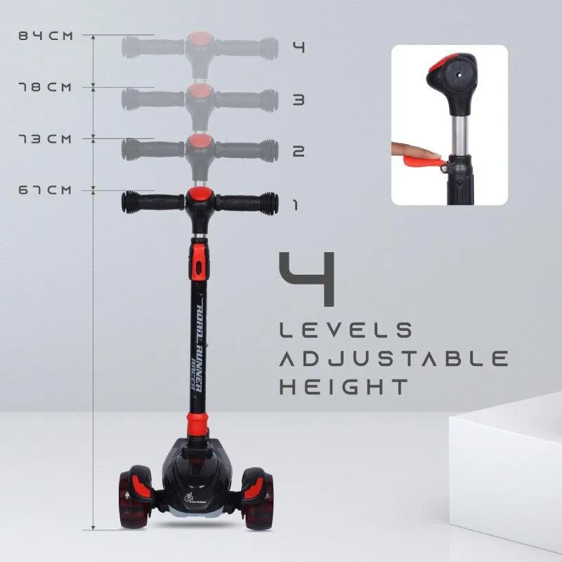 Road Runner Racer Scooter - PU LED Wheels, 4 Level Height Adjustment, Anti Slip Deck