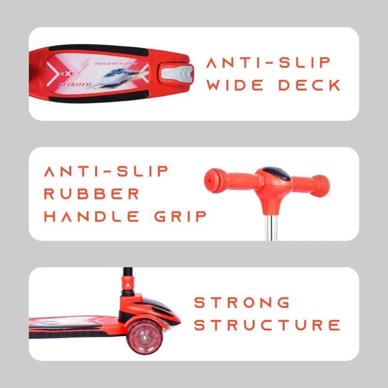 Road Runner Racer Scooter - PU LED Wheels, 4 Level Height Adjustment, Anti Slip Deck