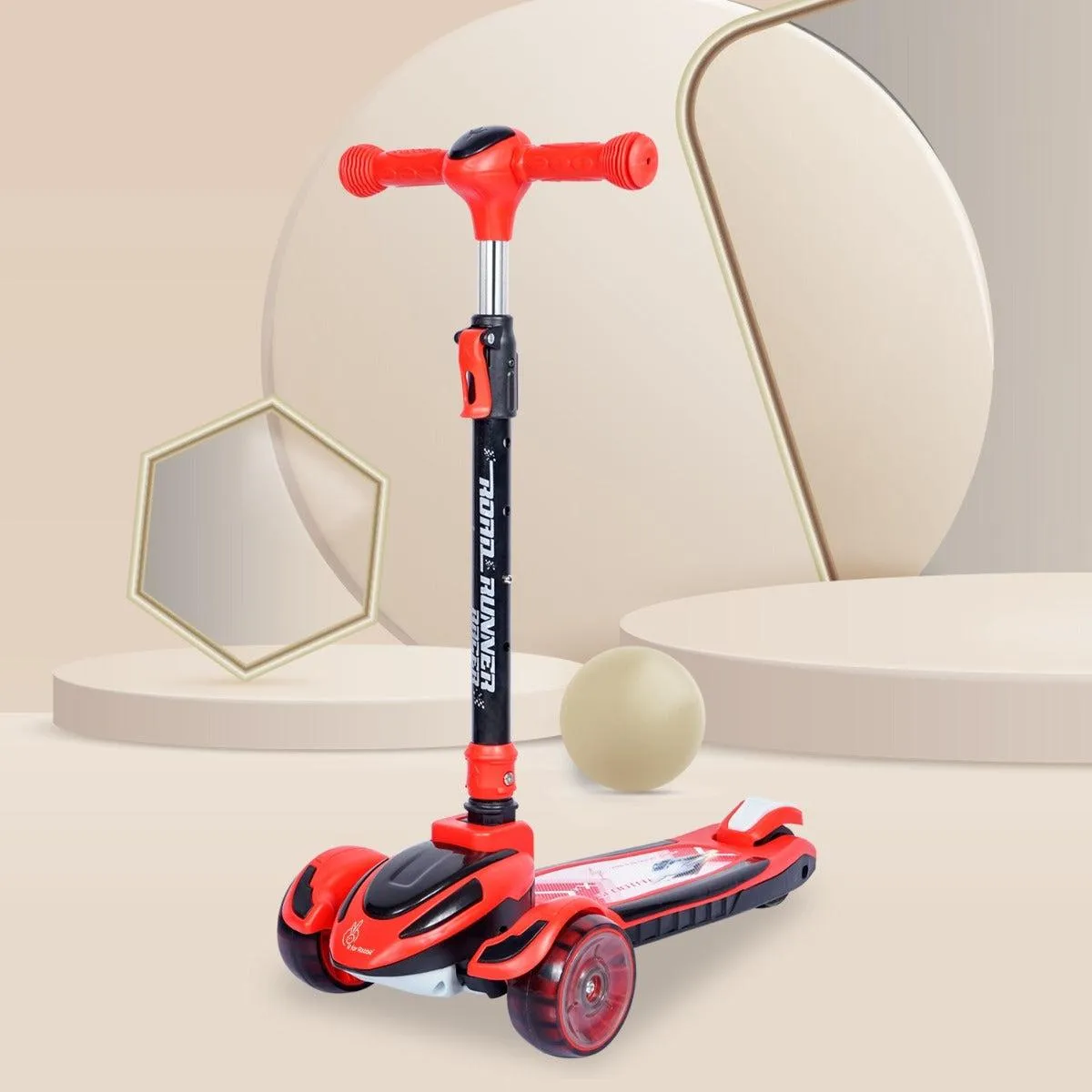 Road Runner Racer Scooter - PU LED Wheels, 4 Level Height Adjustment, Anti Slip Deck