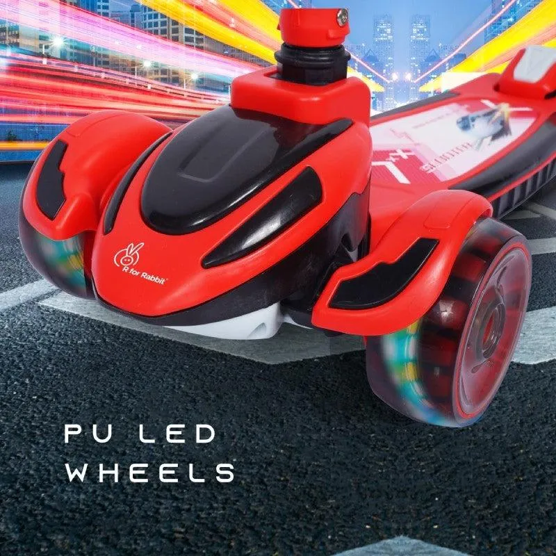 Road Runner Racer Scooter - PU LED Wheels, 4 Level Height Adjustment, Anti Slip Deck