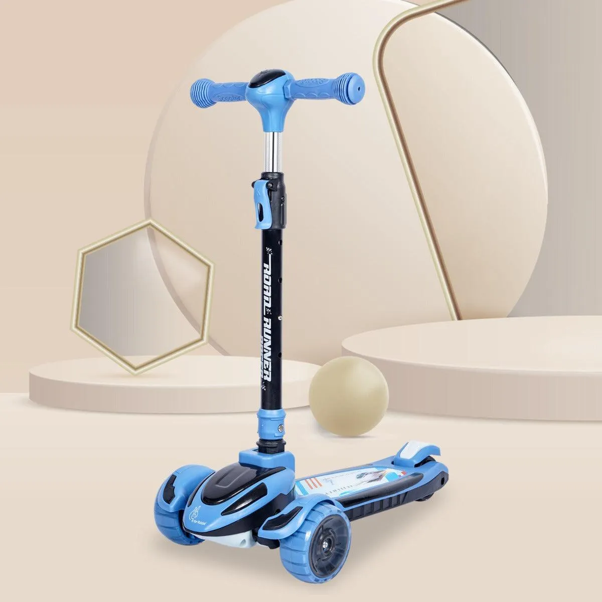 Road Runner Racer Scooter - PU LED Wheels, 4 Level Height Adjustment, Anti Slip Deck