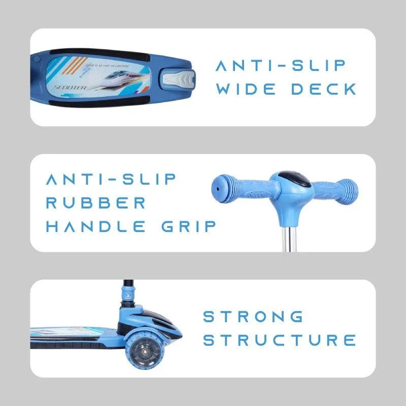 Road Runner Racer Scooter - PU LED Wheels, 4 Level Height Adjustment, Anti Slip Deck