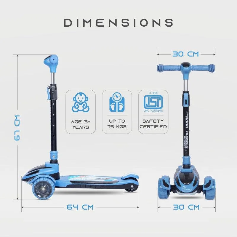 Road Runner Racer Scooter - PU LED Wheels, 4 Level Height Adjustment, Anti Slip Deck