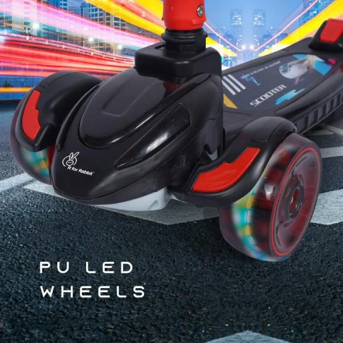 Road Runner Racer Scooter - PU LED Wheels, 4 Level Height Adjustment, Anti Slip Deck
