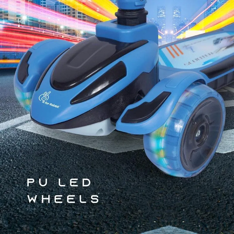 Road Runner Racer Scooter - PU LED Wheels, 4 Level Height Adjustment, Anti Slip Deck