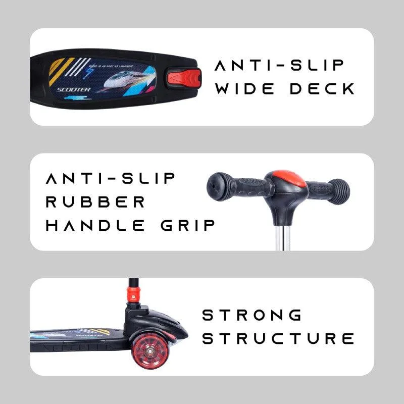 Road Runner Racer Scooter - PU LED Wheels, 4 Level Height Adjustment, Anti Slip Deck