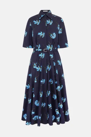 Rubie Dress with Blue Flowers on Navy Cotton