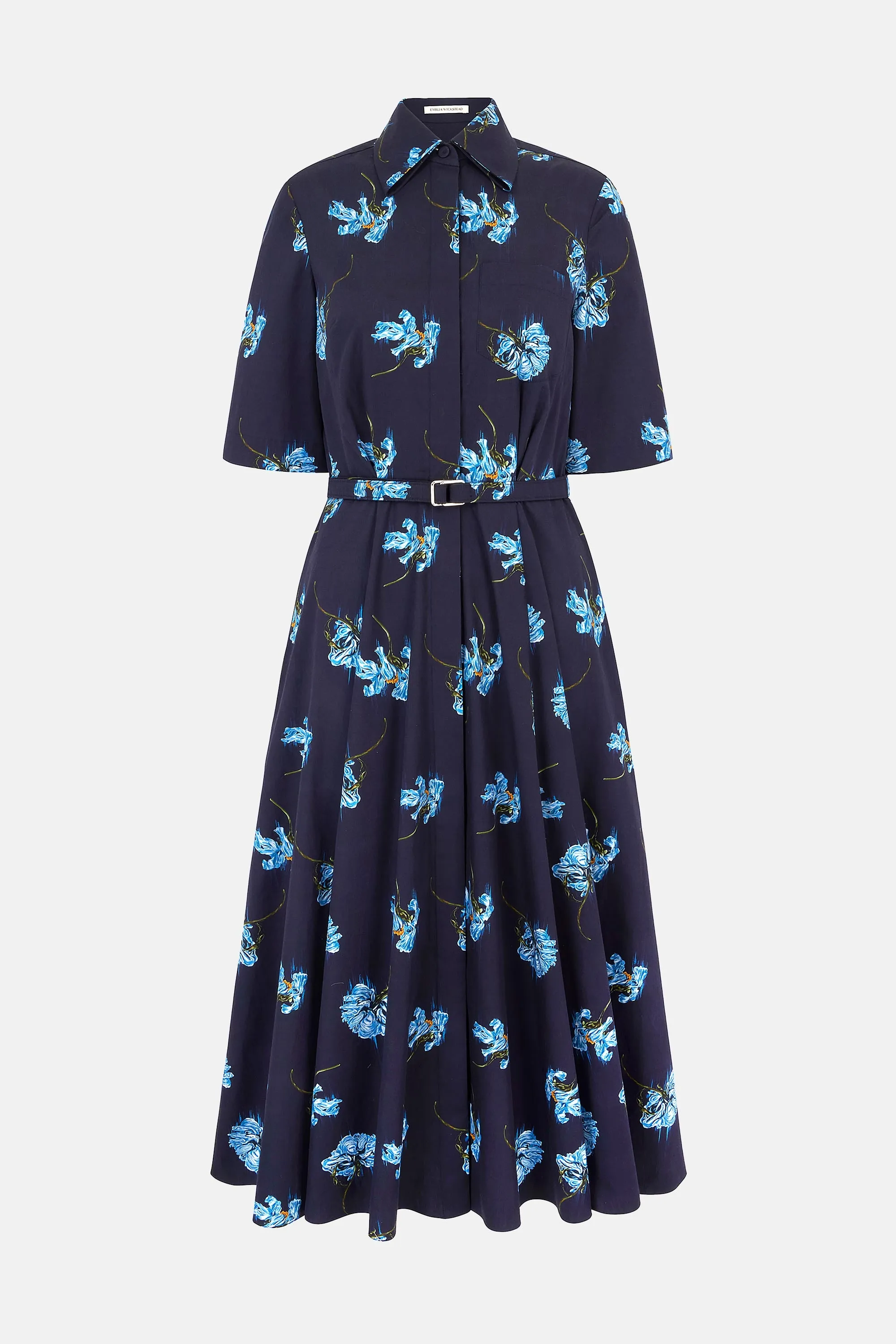 Rubie Dress with Blue Flowers on Navy Cotton