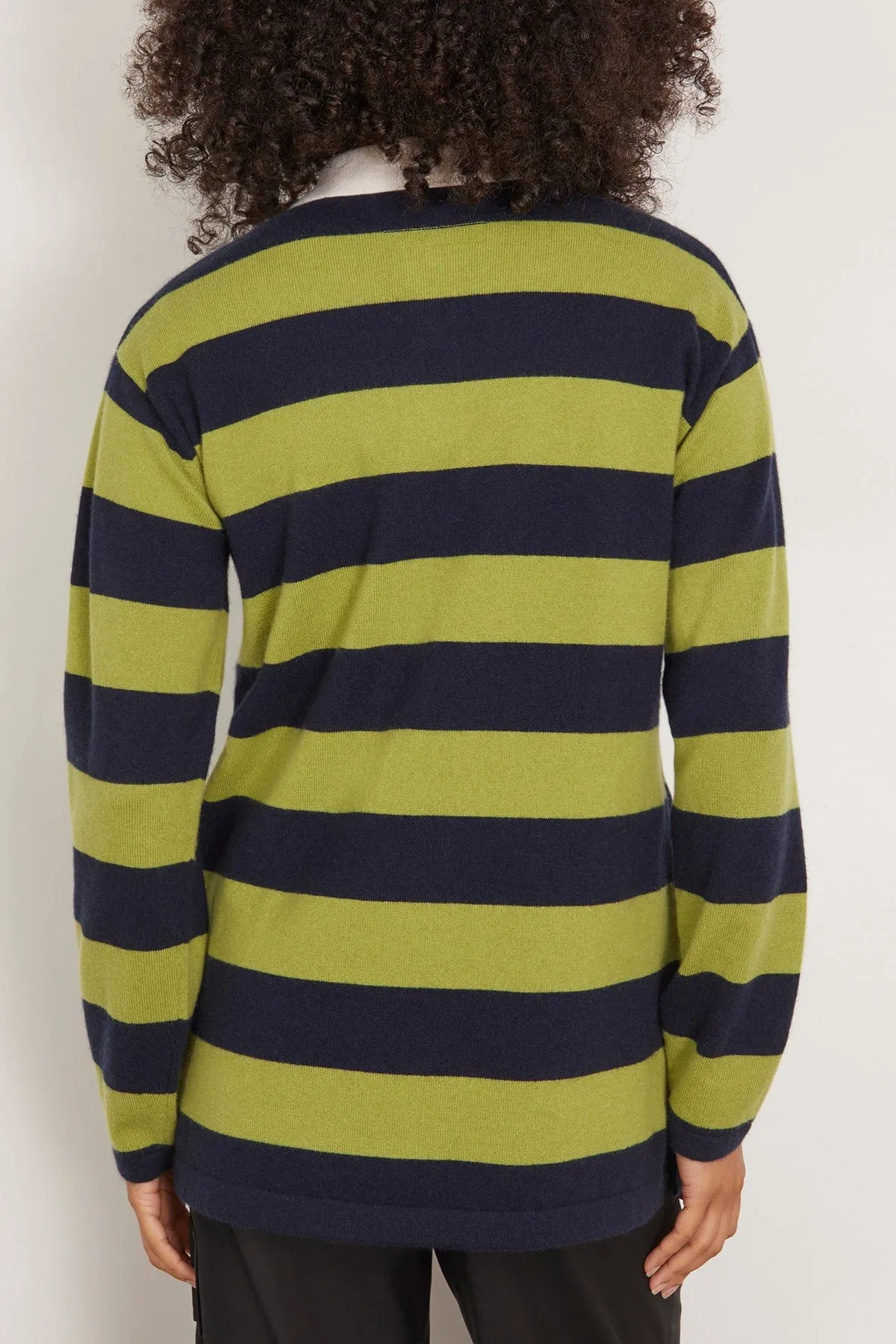 Rugby Sweater in Matcha/Midnight Stripe