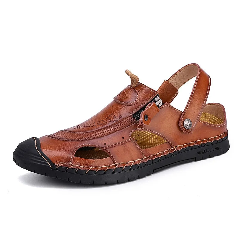 Slides Ankle Strap Holes Slip-ons Lightweight Sandals Split Leather Casual flat