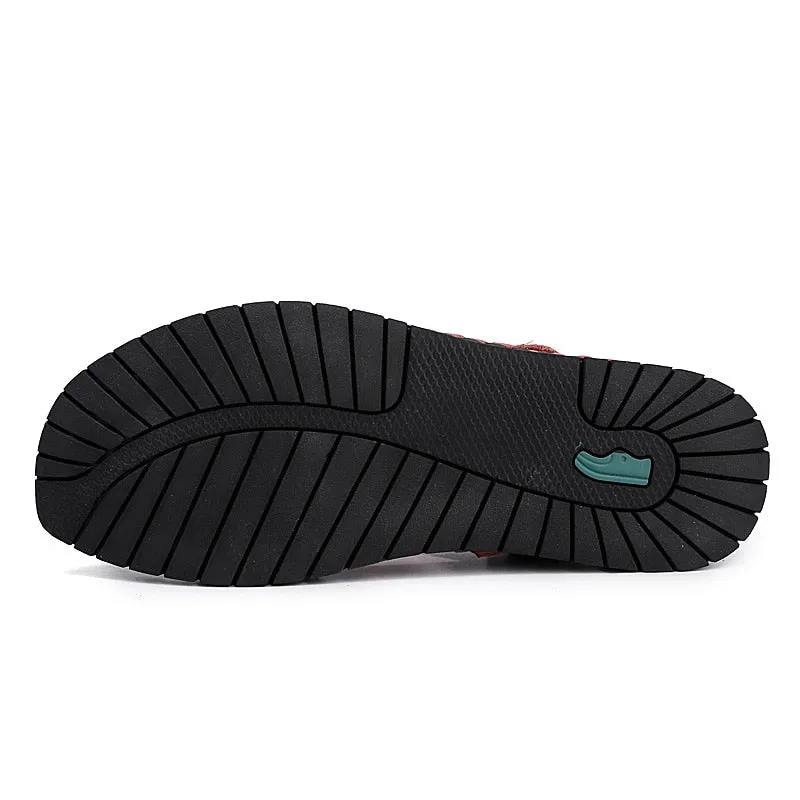 Slides Ankle Strap Holes Slip-ons Lightweight Sandals Split Leather Casual flat
