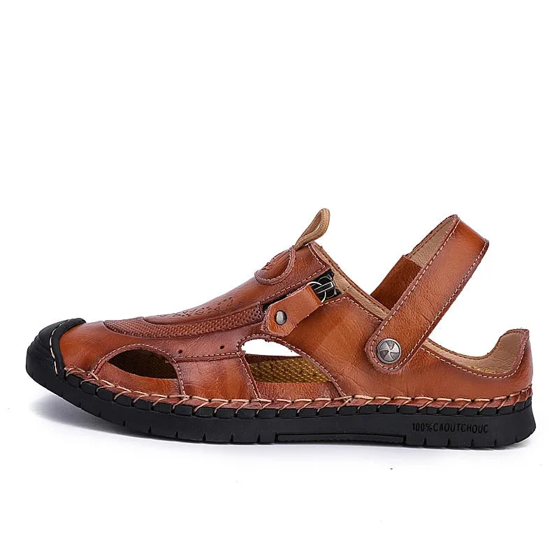 Slides Ankle Strap Holes Slip-ons Lightweight Sandals Split Leather Casual flat