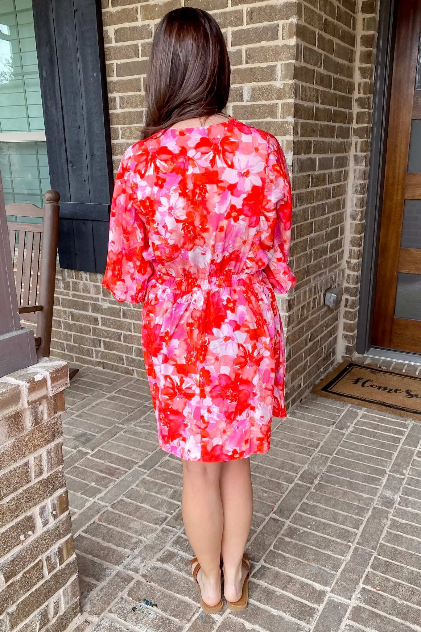 Smock It Out Floral Print Red and Pink Dress