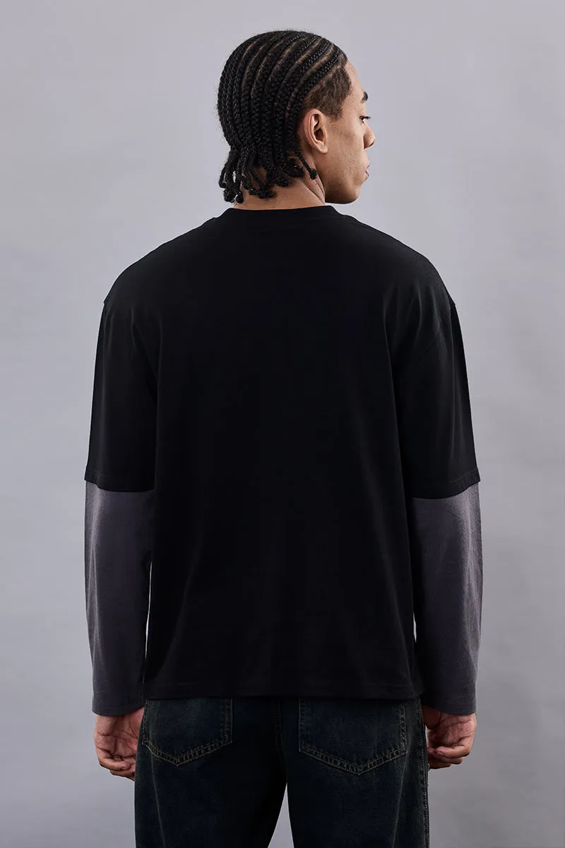 Snitch Revolution Unstoppable Black Double Layered Oversized T-Shirt