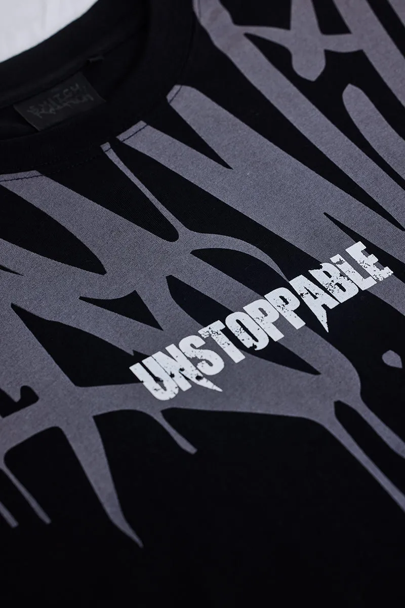 Snitch Revolution Unstoppable Black Double Layered Oversized T-Shirt