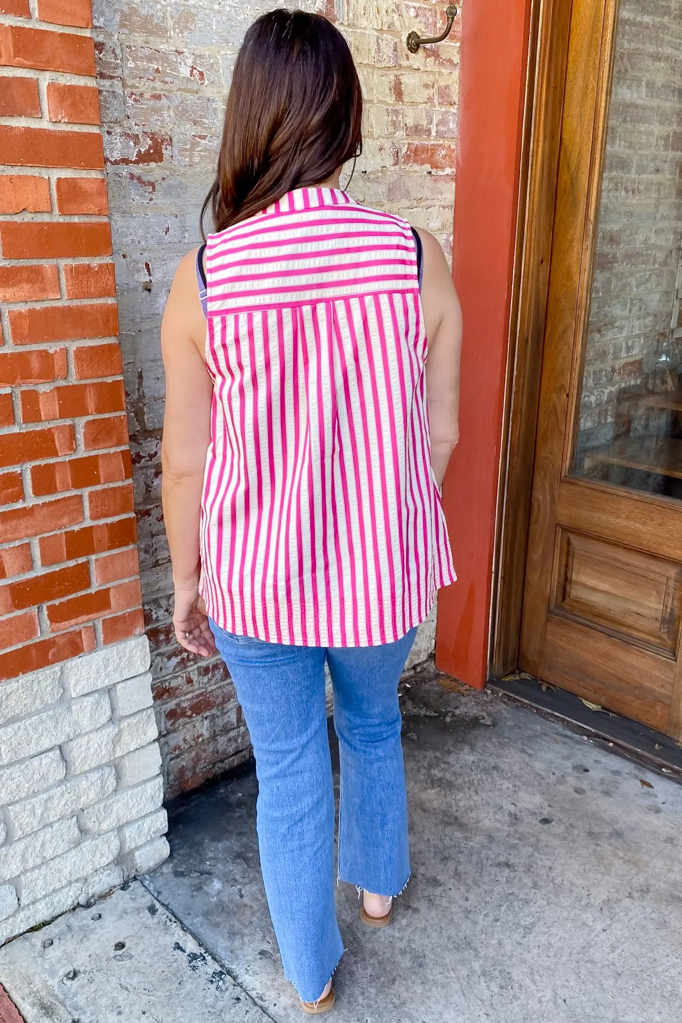 Striking Stripes Hot Pink Sleeveless Top