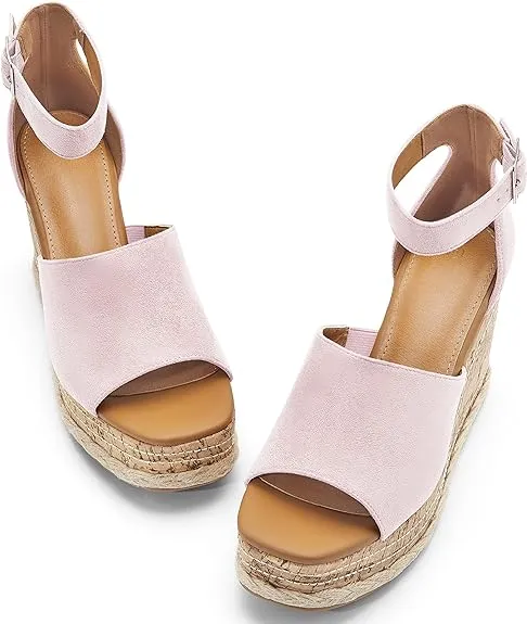 Summer Beige Ankle Strap Cork Sole Wedge Sandals