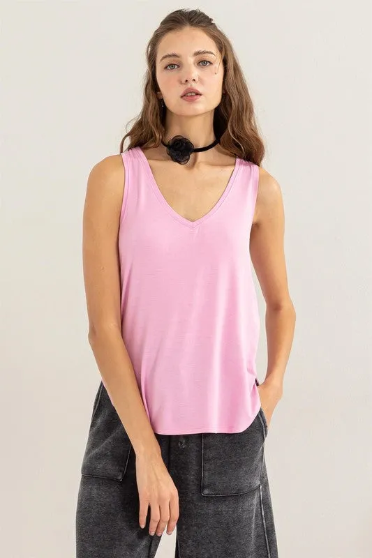 V NECK TANK TOP - ASSORTED COLORS