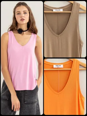 V NECK TANK TOP - ASSORTED COLORS