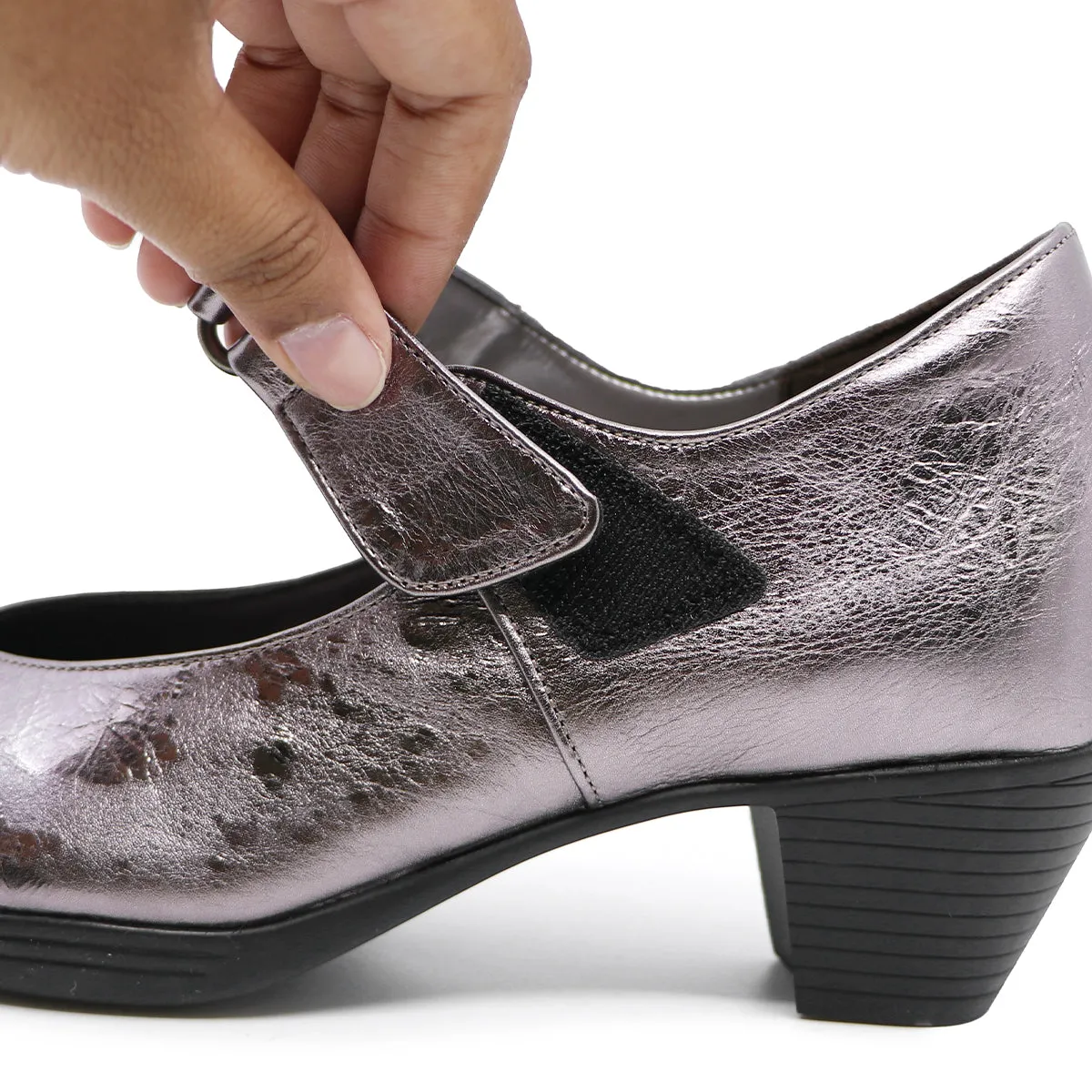 Vena Black Soft Walking Strap Heels