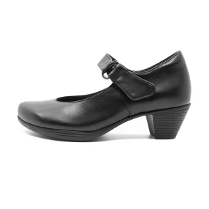 Vena Black Soft Walking Strap Heels