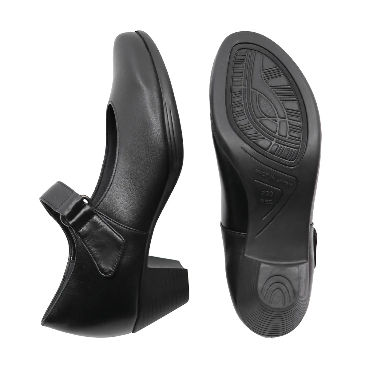 Vena Black Soft Walking Strap Heels