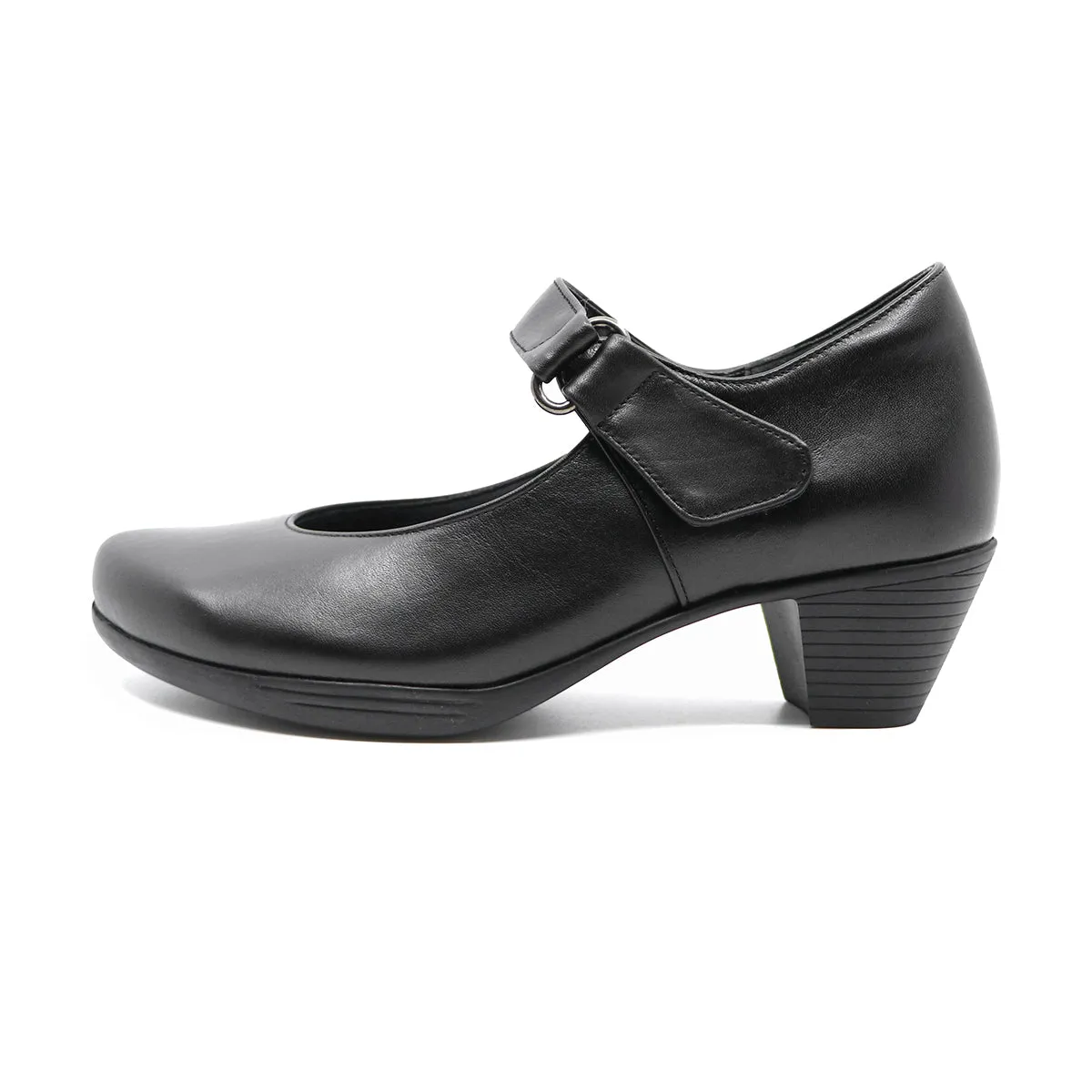 Vena Black Soft Walking Strap Heels