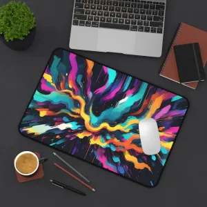 Vibrant Digital Glitch Art Desk Mat