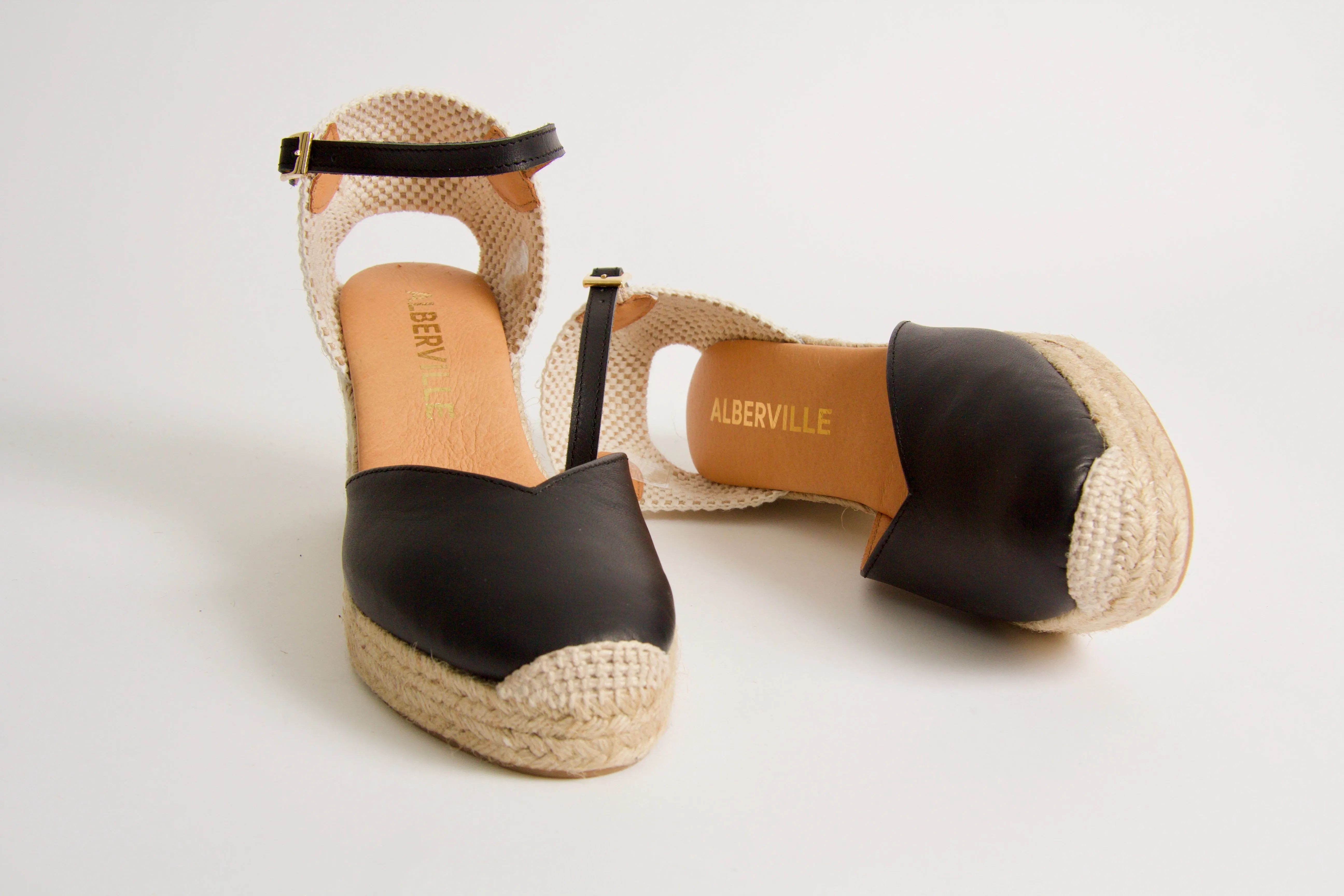 Victoria Black Wedge Espadrilles