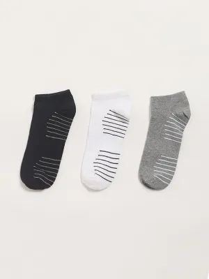 WES Lounge Multicolour Low Cut Cotton-Blend Socks - Pack of 3