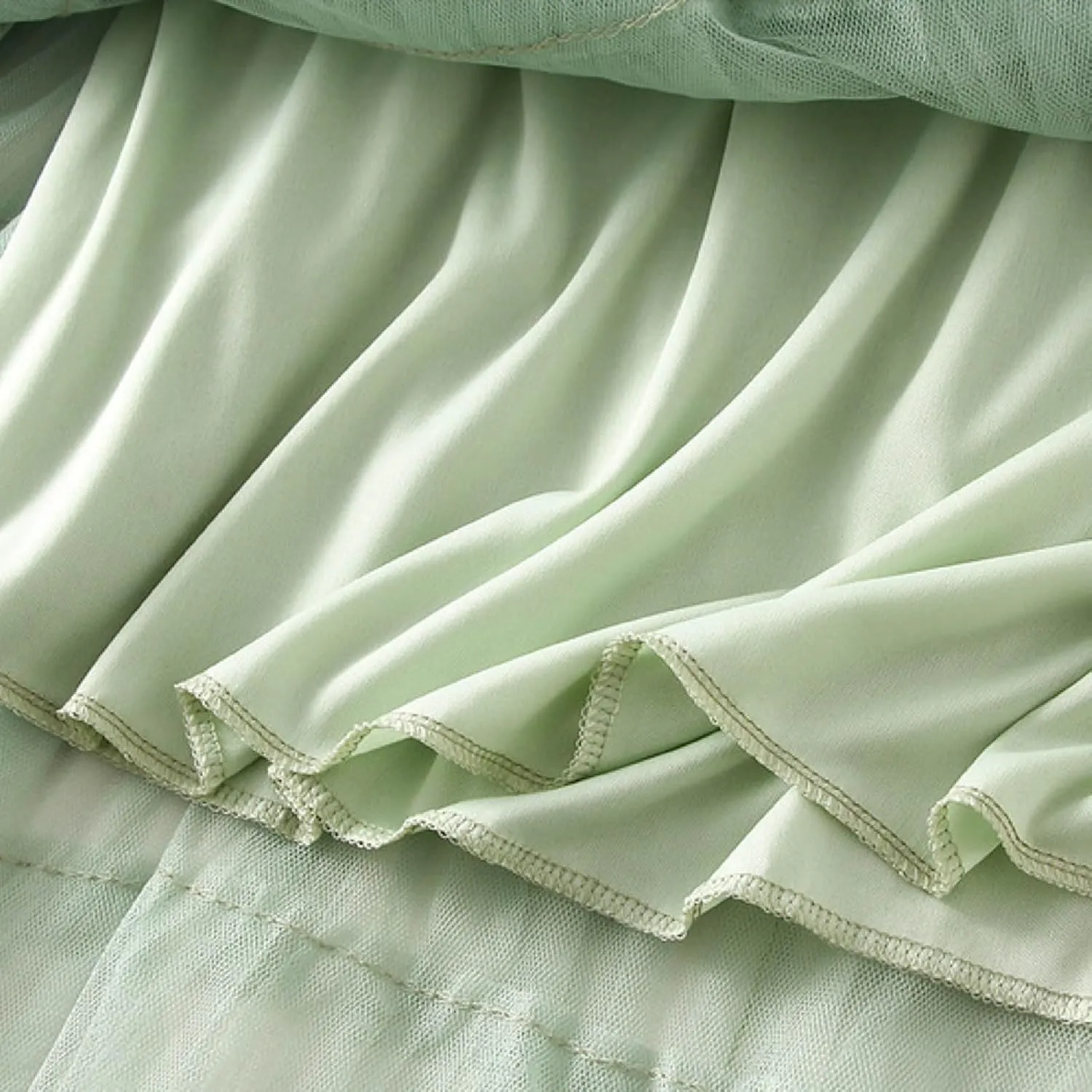 Women's A Line Pleated Skirt Long Tutu Skirt Ruffle Mesh Vintage Calf Length Chiffon High Waist Bubble Sporty