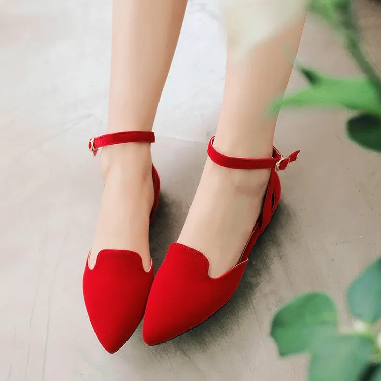Women's Ankle Strap Low Heel Pumps