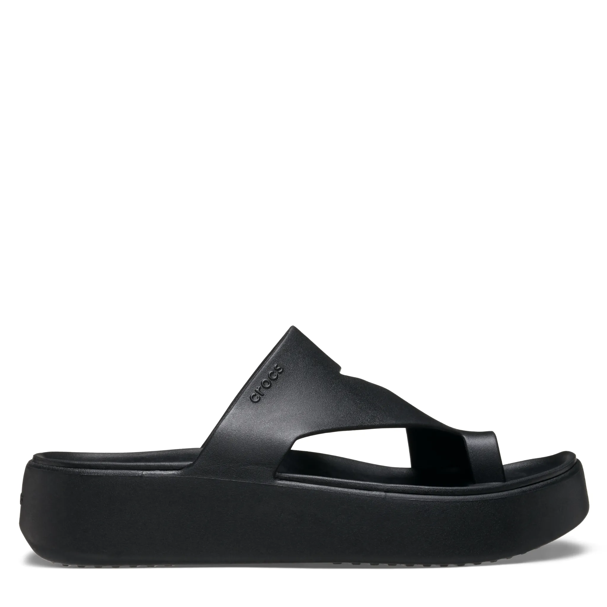 Womens Crocs Black Getaway Platform Toe Loop Sandals