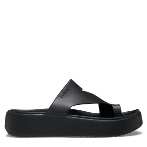 Womens Crocs Black Getaway Platform Toe Loop Sandals