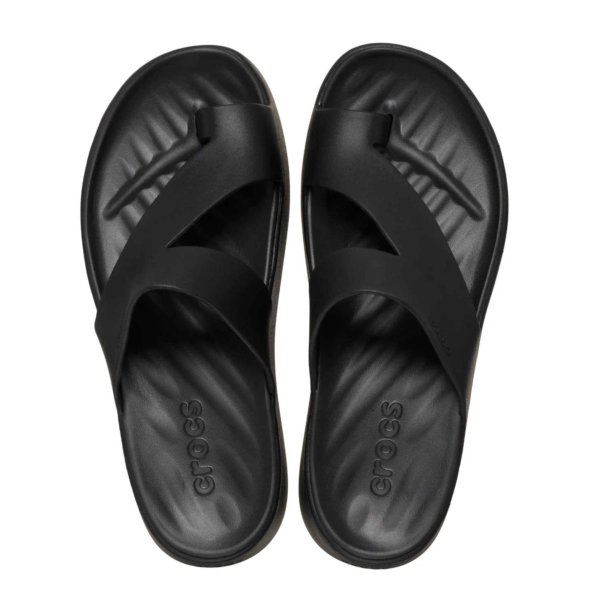 Womens Crocs Black Getaway Platform Toe Loop Sandals