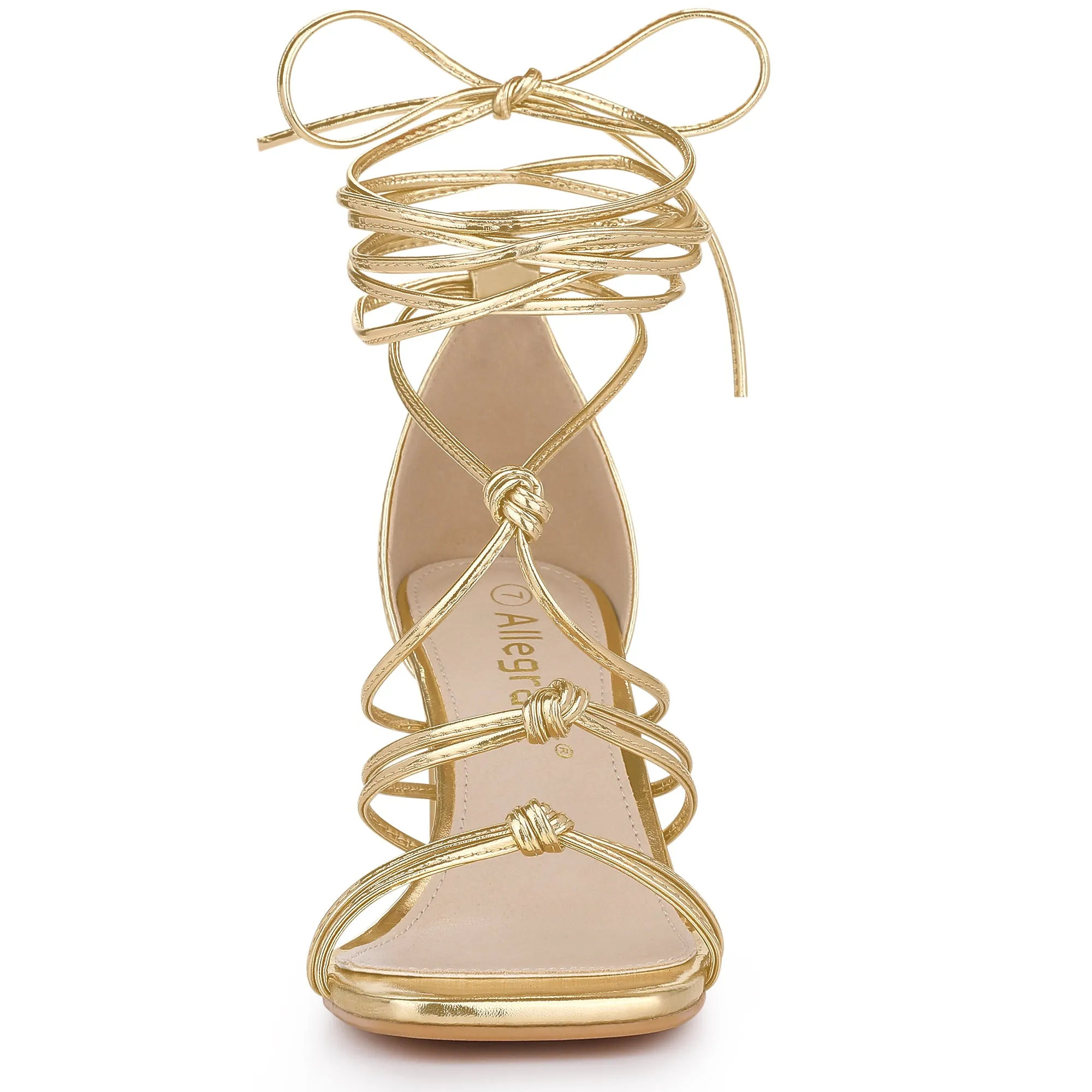Women's Lace Up Strappy Chunky High Heels Sandals