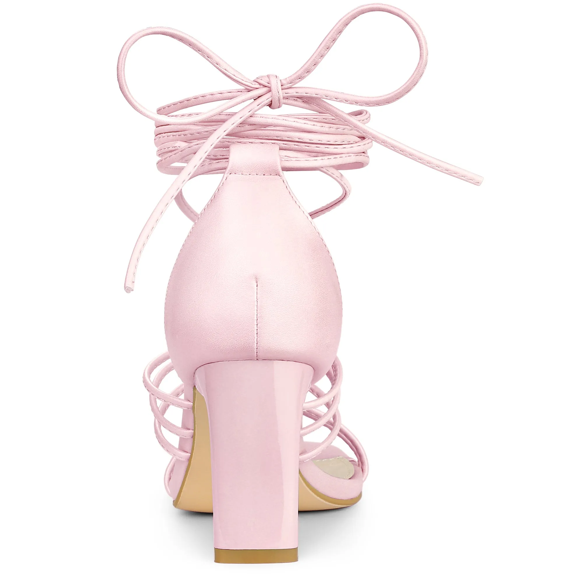 Women's Lace Up Strappy Chunky High Heels Sandals
